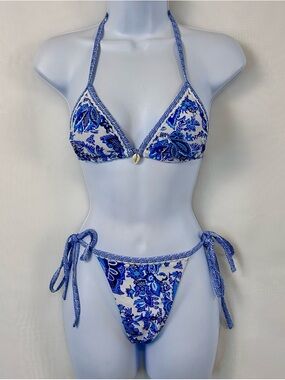 New Sexy Blue Cheeky String Bikini 2 Piece Woman’s Swimsuit Set / size XS